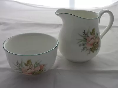 Buy English Fine Bone China Milk Jug And Sugar Bowl Set Pink Flowers Floral X 2 • 6.95£