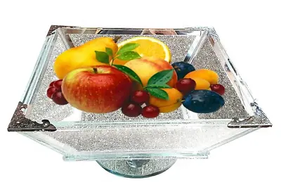 Buy XXL Sparkly Silver Crushed Diamond Crystal Filled Bling Kitchen Fruit Bowl UK • 49.90£