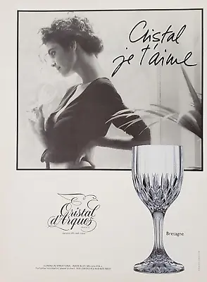 Buy 1990 Cristal Je T'aime Lead Crystal Glass Bretagne Glassware Vintage Print Ad • 15.17£