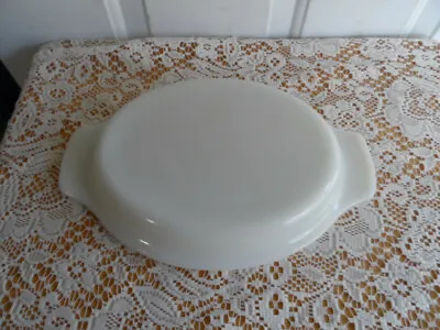 Buy Vintage White Milk Glass Tabbed Handle Oval Casserole Lid Bakeware Jeannette??? • 7.58£
