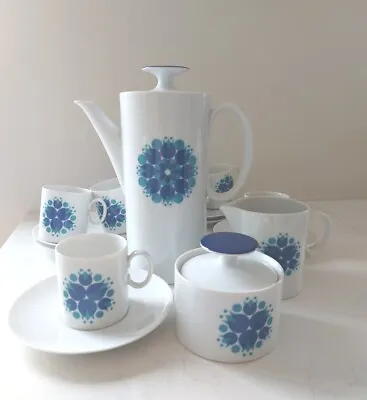 Buy 1960s Thomas Germany Pinwheel Coffee Set Blue & White Vintage • 48£