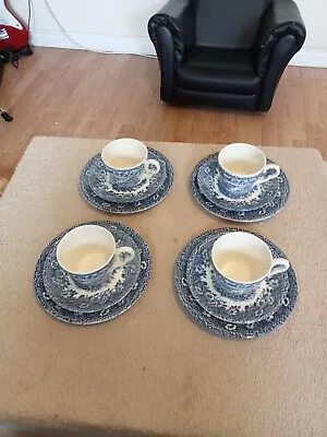 Buy Vintage, English Ironstone Tableware, 'English Scene' Trios Cups Saucers Sides • 25£