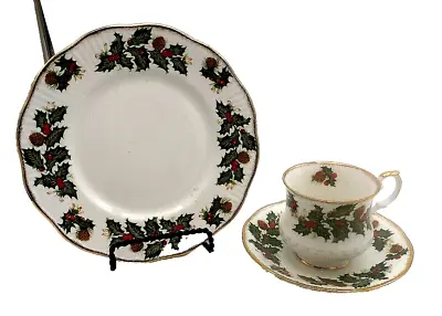 Buy Queen's And Rosina Bone China Yuletide Holly Trio Set, Plate, Cup & Saucer, • 28.34£