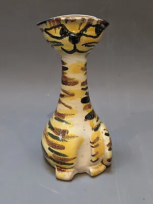 Buy Rare Vintage Tintagel Pottery Cornwall Tiger Cat Vase Cornish Studio - Free P&P • 44.95£