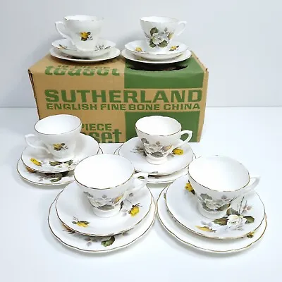 Buy Royal Sutherland Tea Set Cup Saucer Plate Trios Yellow Rose Fine Bone China 18pc • 42.26£