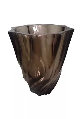 Buy Luminarc Vase France Smoked Twisted Glass 1970'S • 9.95£