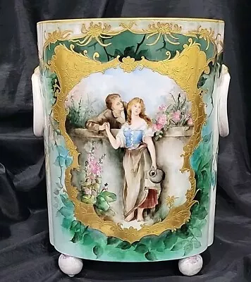 Buy W Guerin Limoges HP COURTING COUPLE Porcelain Jardinière/Cache Pot 12,5  SIGNED  • 379.48£