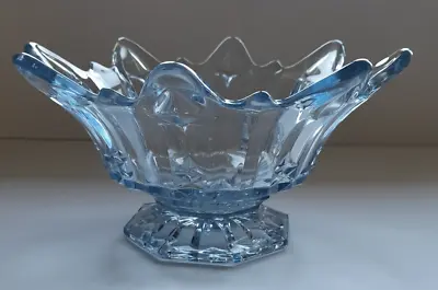 Buy Vintage Art Deco Sowerby Blue Pressed Glass Footed Table Centre Flower Bowl 1933 • 23.50£