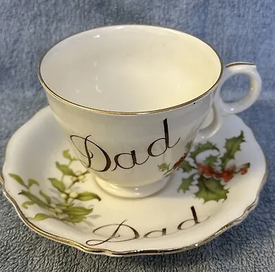 Buy Vintage Royal Winton Merry Xmas Dad China Tea Cup & Saucer - Christmas 🎄 Father • 19.95£