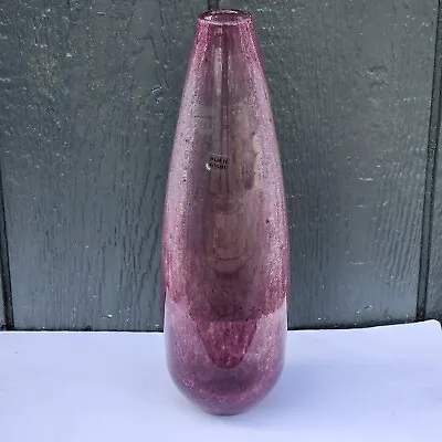 Buy Pink Ombre To Purple Crackle Art Glass Vase Made In Hungary • 29.92£