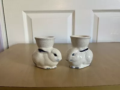 Buy Dedham Pottery Pottting Shed Rabbit Egg Cups-2 • 28.35£