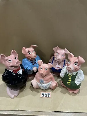 Buy Wade Natwest Piggy Banks Full Set Of Pigs With 3 Stoppers Money Boxes 1980s Rare • 30£