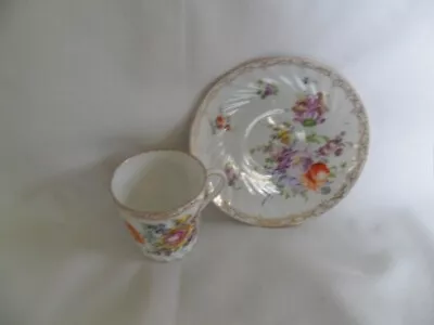 Buy Dresden Coffee Cup And Saucer Hand Painted Flowers • 20£