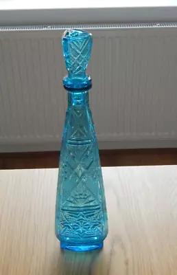 Buy Vintage Empoli Glass Sky Blue Triangular Genie Bottle & Stopper - 15  Tall • 39.97£