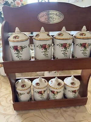 Buy Royal Albert Doulton Old Country Roses Bone China 8 Pieces Condiment Wood Rack • 281.96£