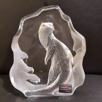 Buy Mats Jonasson  Art Glass Crystal Large Otter Paperweight Original Box Swedish • 18£
