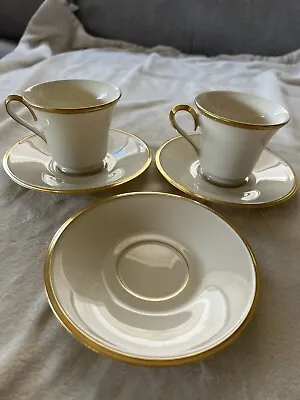 Buy Set Of 2 Lenox Eternal Gold Bands Porcelain China Coffee Tea Cup W/ Extra Saucer • 24.33£