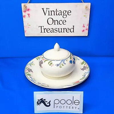 Buy Poole Pottery CRANBORNE * Lidded SUGAR BOWL With JUMBO SAUCER STAND  Vintage VGC • 13.75£