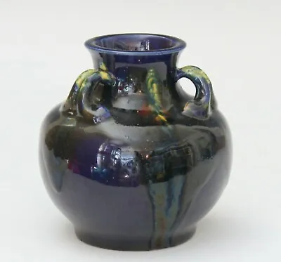 Buy Awaji Pottery Art Deco Studio Japanese Midnight Blue Drip Flambe Glaze • 282.92£