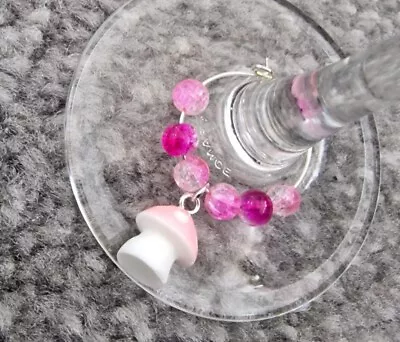 Buy Set Of 2 Wine Glass Charms. Very Pink Toadstools • 5£