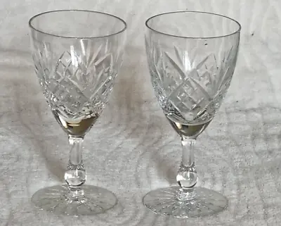 Buy Stuart Crystal Cut Glass Wine Glasses X 2 - Approx Height 15.5cm • 10£