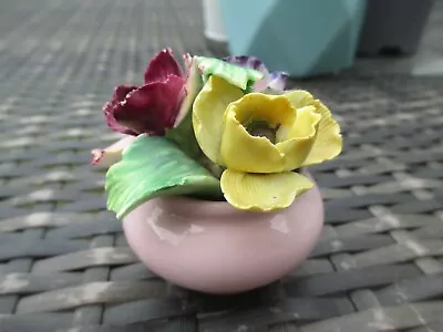 Buy Staffordshire Bone China Floral - Little Pink Flower Pot Ceramic With Flowers • 11.99£