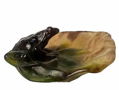 Buy Daum France Pate De Verre Large Frog On Lily Pad SIgned Art Glass Sculpture • 308.22£