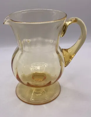 Buy Vintage Art Deco Amber Glass Jug Pitcher Bellied Footed • 12£