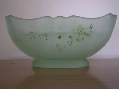 Buy Genuine Art Deco Green Milk Glass Flower Bowl With Interior Stem Holder • 5£