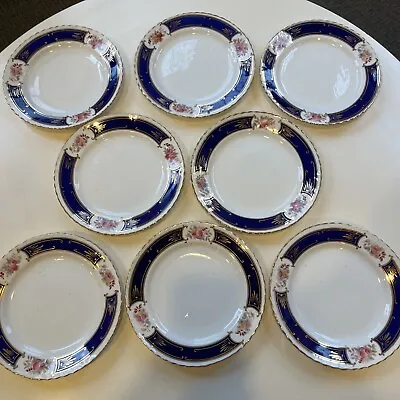 Buy Set Of 8 Samuel Radford Fenton Bone China Bread Plates 7” Cobalt Casino Pattern • 53.28£