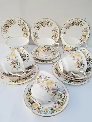 Buy Vintage Colclough Bone China HEDGEROW Pattern Floral English China Tea Set For 6 • 36.95£