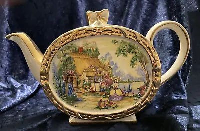 Buy James Sadler Teapot English 1950's With Hand Painted Countryside Cottage Scene • 75£