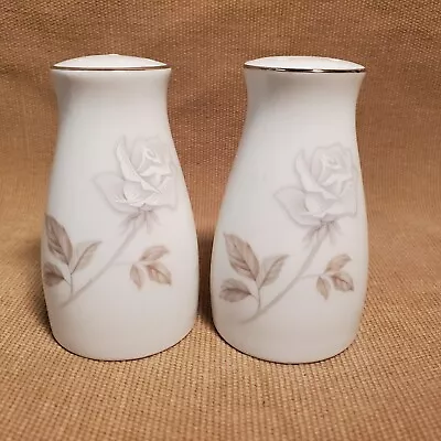Buy Noritake China - Rosay - Salt And Pepper Shakers Gray Rose - Excellent Condition • 16.06£