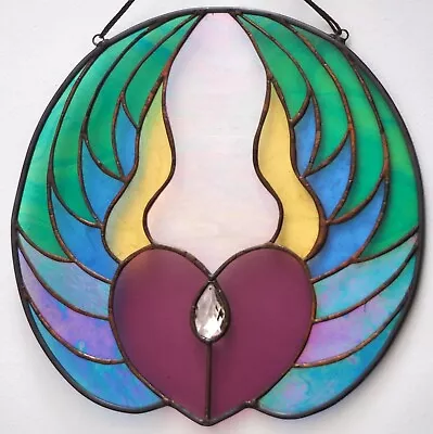 Buy Vintage 1970s Handmade Leaded Stained Glass Suncatcher, Studio Crafted In USA • 40£