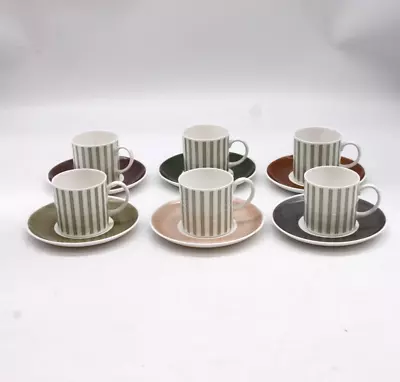 Buy SUSIE COOPER Coffee / Tea Cups & Saucers Set Of 6 Pin Stripe Green Vintage China • 4.99£