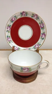 Buy Antique Thomas Bavaria China Porcelain Demitasse Teacup & Saucer Flowers  • 7.19£