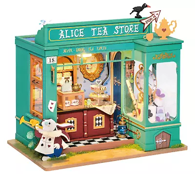 Buy 🇬🇧 Alices Tea Store ROBOTIME Rolife DIY LED Miniature Dollhouse Model DG156 • 29.99£