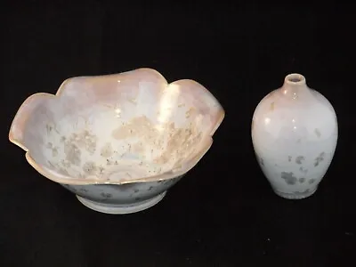Buy Mark & Patrizia Walford Welsh Studio Pottery Vase & Bowl Crystalline Glaze's Vgc • 27£
