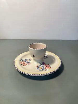 Buy VINTAGE POOLE POTTERY EGG CUP ON STAND Used VGC Posy • 9.99£