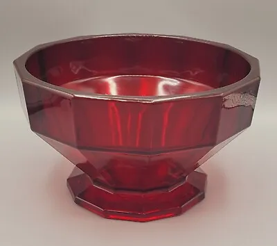 Buy Rare Large Davidson Glass  Octagonal Sided Pedestal Bowl - Pattern No. 283 C1930 • 59.99£