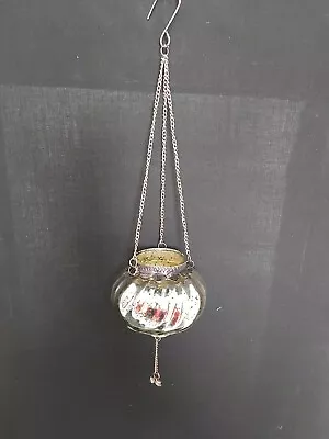 Buy Ex Display Indian Hanging Recycled Crackle Glass & Iron Lantern - To Clear! • 3.99£