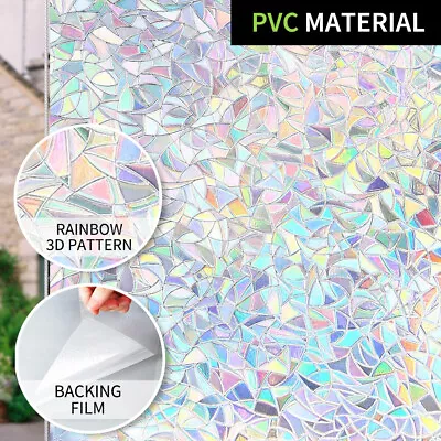 Buy 90x200cm 3D Rainbow Window Film Home Privacy Stained Static Cling Glass Sticker • 7.99£