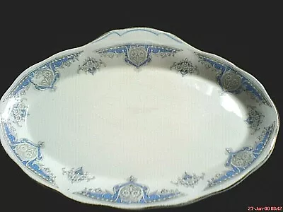 Buy GRINDLEY CREAM PETAL Blue Grey Tabbed Oval 10¼ In Sandwich Platter Plate C1954  • 7.99£
