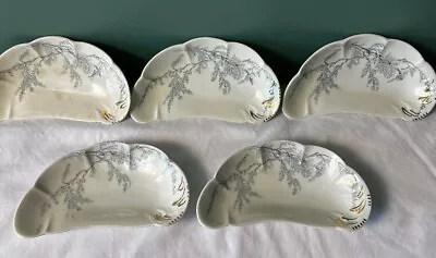 Buy 5 Antique John Edwards England Porcelaine De Terra Crescent Dish HEATHER Pattern • 23.98£