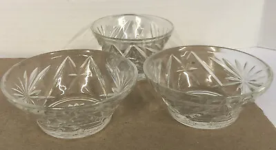 Buy Set 3 - Vintage Prescut Oatmeal Custard Bowl Clear Glass Anchor Hocking • 14.17£