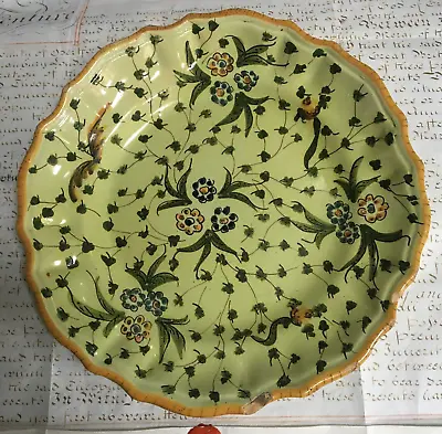 Buy Antique Cantagalli Italian Tin Glaze Faience Plate, Rooster Mark To Base • 22£