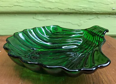 Buy Vintage Anchor Hocking Forest Green Scallop Shape Dish Depression Glass • 19.21£