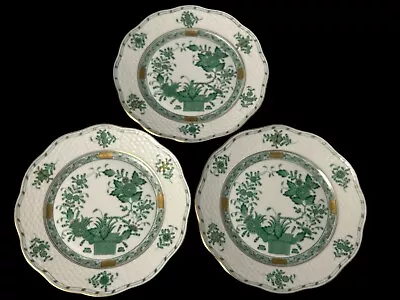 Buy Vintage Herend Indian Basket Green Salad Dessert Plates 517/FV Hungary Set Of 3 • 185£