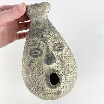 Buy Vintage Funky Ceramic Clay Pottery Open Mouth Face Vase 8” Tall Folk Art Decor • 41.23£