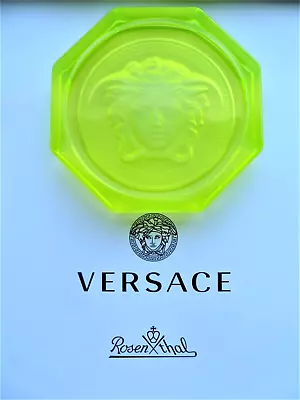 Buy Rosenthal Versace Glass Crystal Coaster Yellow Uranium Glass Brand New Tableware • 34£